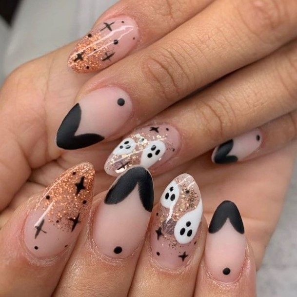 Girl With Darling Ghost Nail Design