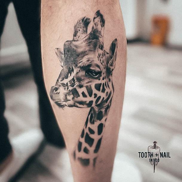 Girl With Darling Giraffe Tattoo Design