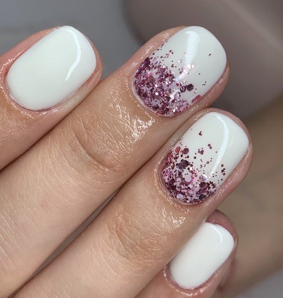 Girl With Darling Glitter Ombre Nail Design