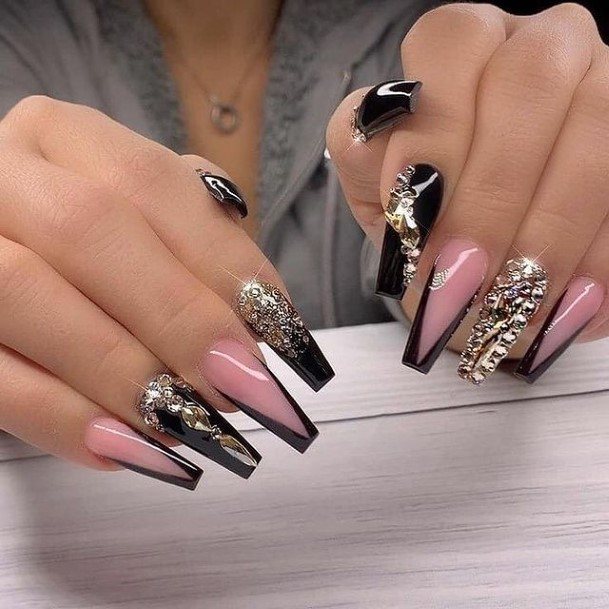 Girl With Darling Gold Nail Design