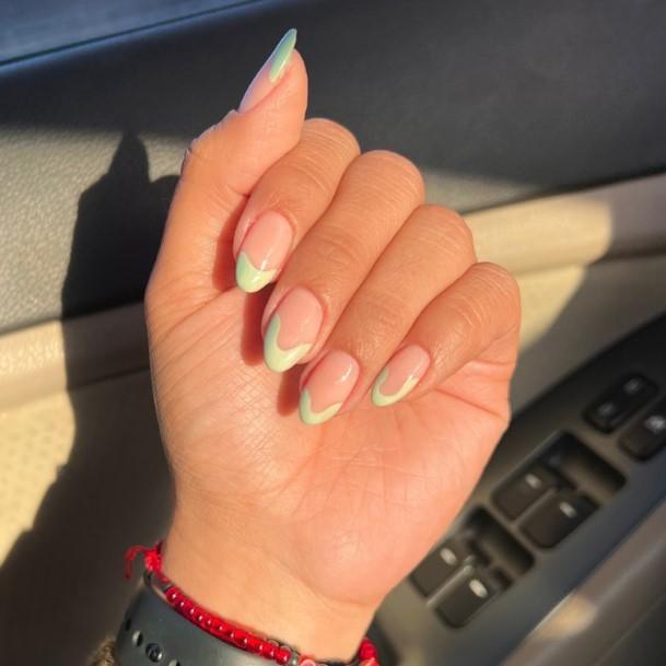 Girl With Darling Green Ombre Nail Design