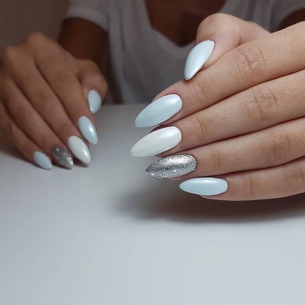 Girl With Darling Grey And White Nail Design