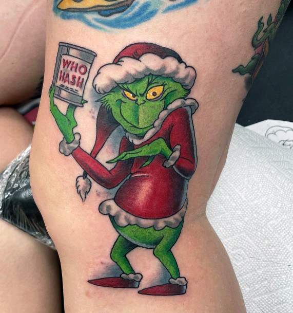 Girl With Darling Grinch Tattoo Design