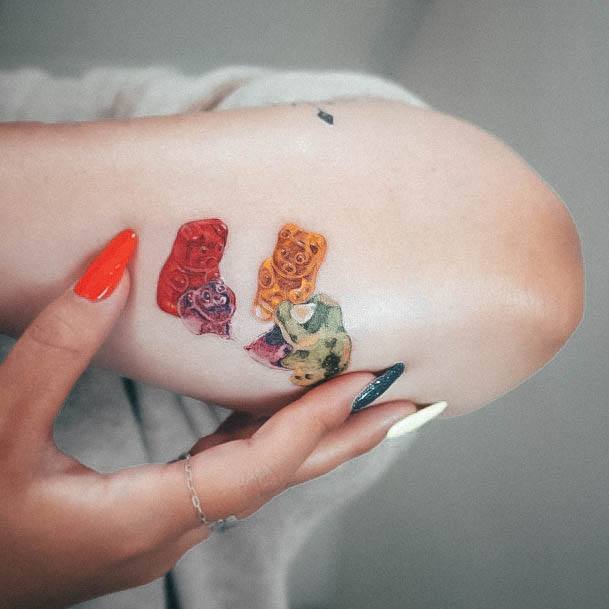 Girl With Darling Gummy Bear Tattoo Design