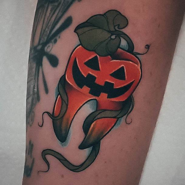 Girl With Darling Halloween Tattoo Design