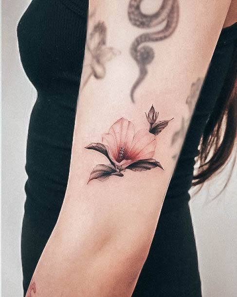 Girl With Darling Hibiscus Tattoo Design