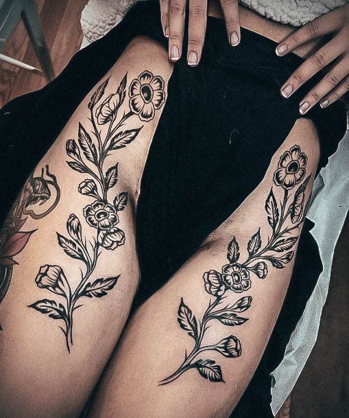 Girl With Darling Hip Tattoo Design Leaf