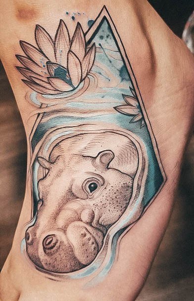 Girl With Darling Hippo Tattoo Design