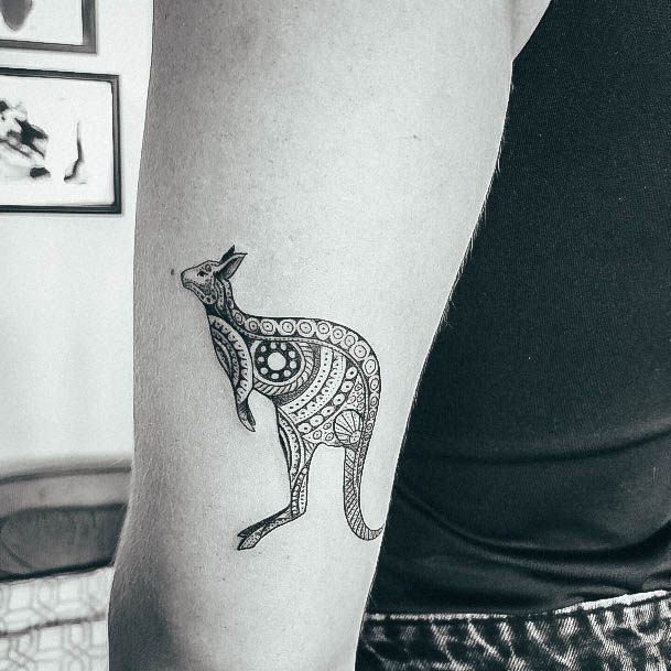 Girl With Darling Kangaroo Tattoo Design