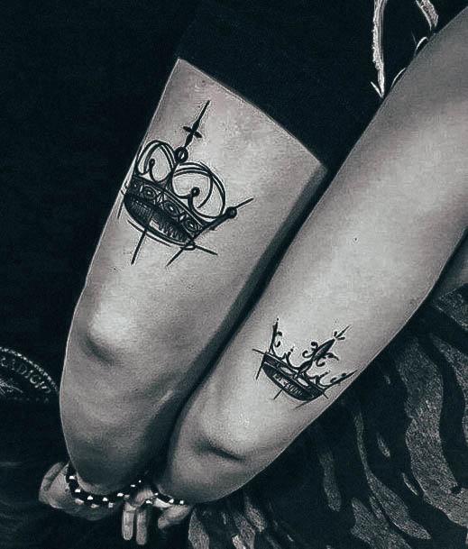 Girl With Darling King And Queen Tattoo Design