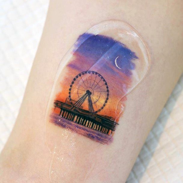 Girl With Darling Landscape Tattoo Design