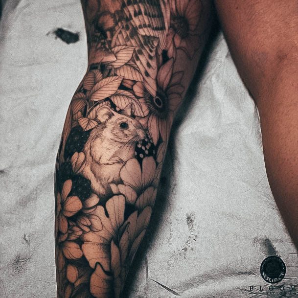 Girl With Darling Leg Sleeve Tattoo Design