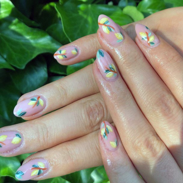 Girl With Darling Lemon Nail Design