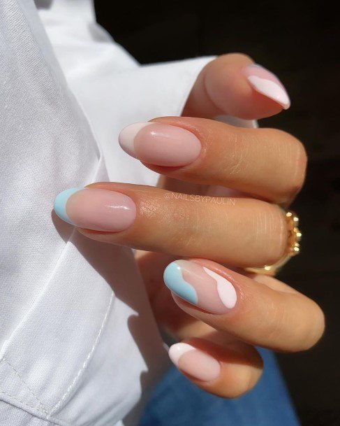 Girl With Darling Light Blue Nail Design