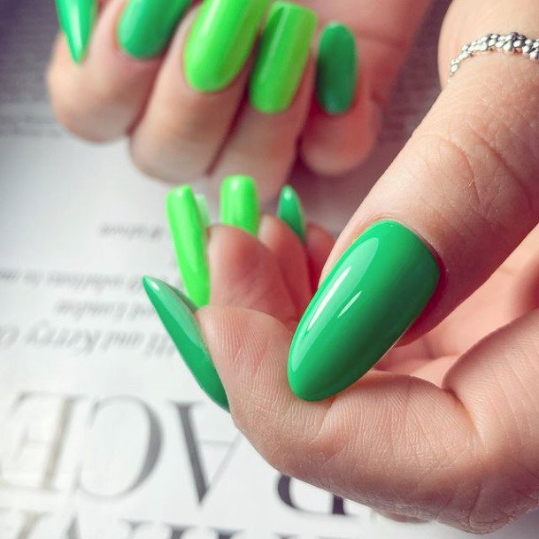 Girl With Darling Light Green Nail Design