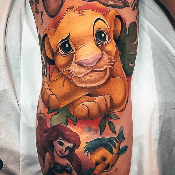 Girl With Darling Lion King Tattoo Design