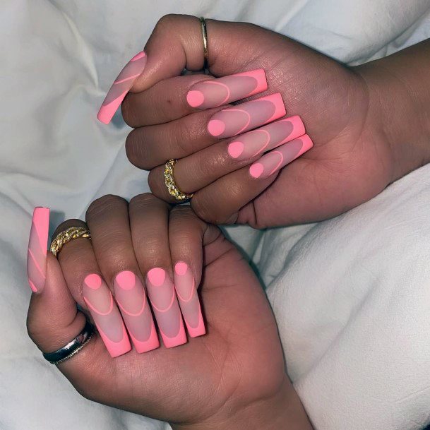 Girl With Darling Long Pink Nail Design