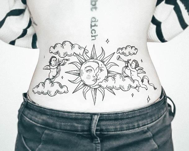 Girl With Darling Lower Back Tattoo Design