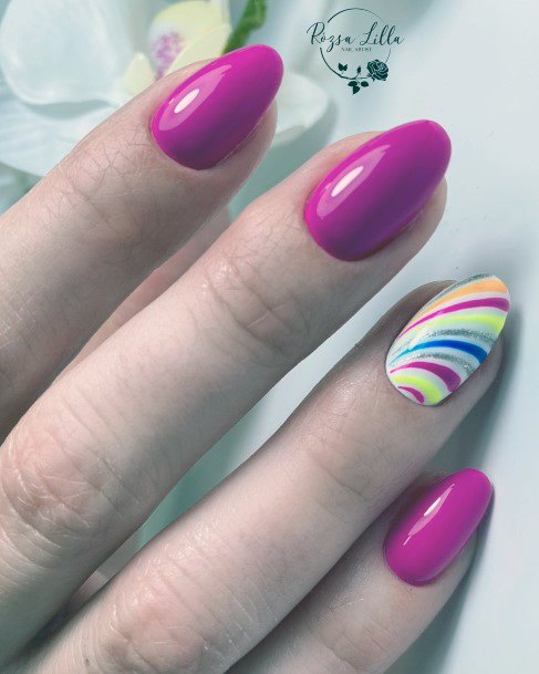 Girl With Darling Magenta Nail Design