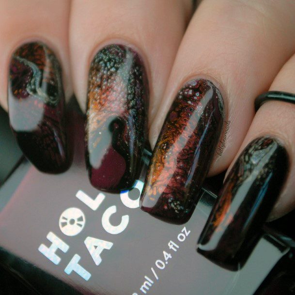 Girl With Darling Maroon Nail Design