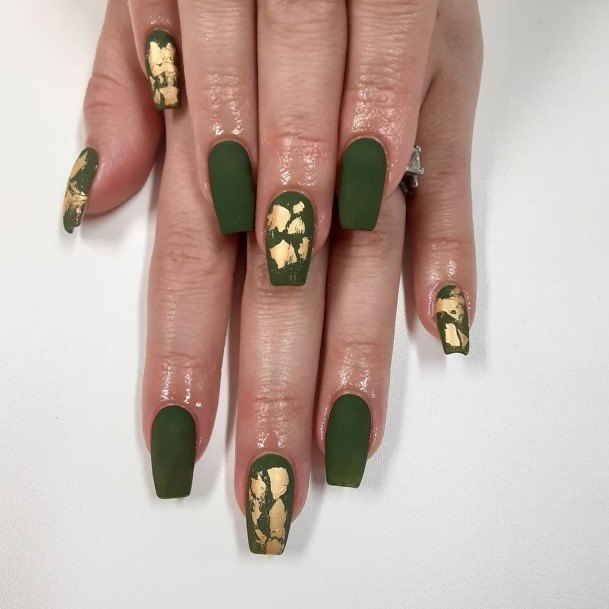 Girl With Darling Matte Green Nail Design