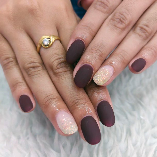 Girl With Darling Matte Maroon Nail Design