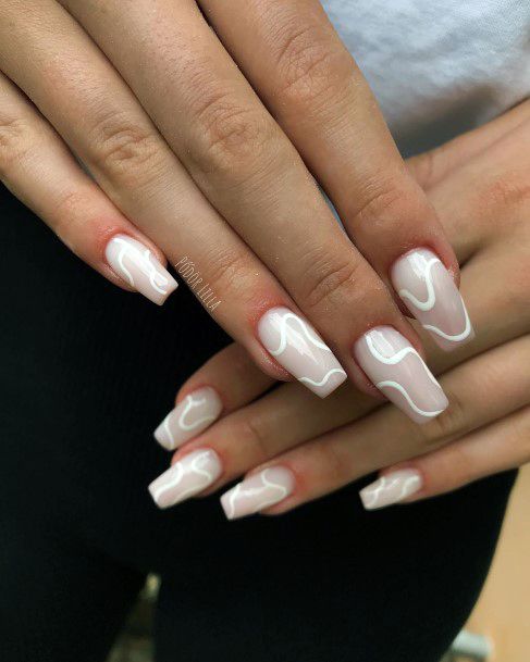 Girl With Darling Milky White Nail Design