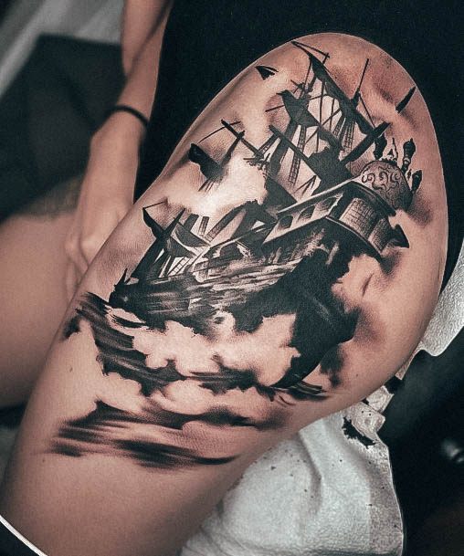 Girl With Darling Nautical Tattoo Design