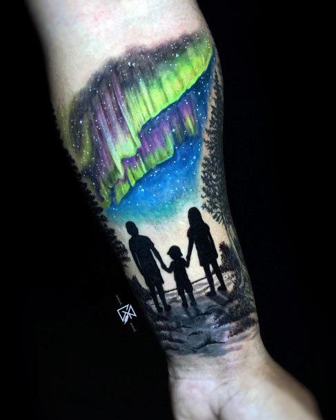 Girl With Darling Northern Lights Tattoo Design