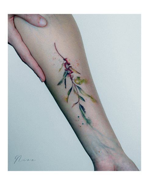 Girl With Darling Olive Tree Tattoo Design