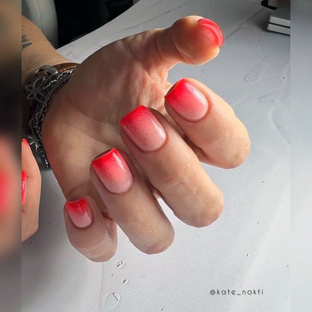 Girl With Darling Ombre Summer Nail Design