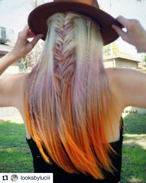 Girl With Darling Orange Ombre Hairstyles Design