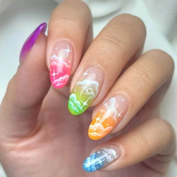 Girl With Darling Orange Ombre Nail Design