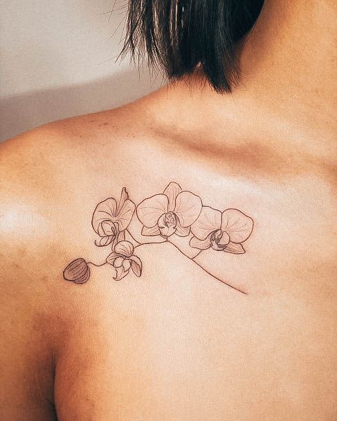 Girl With Darling Orchid Tattoo Design