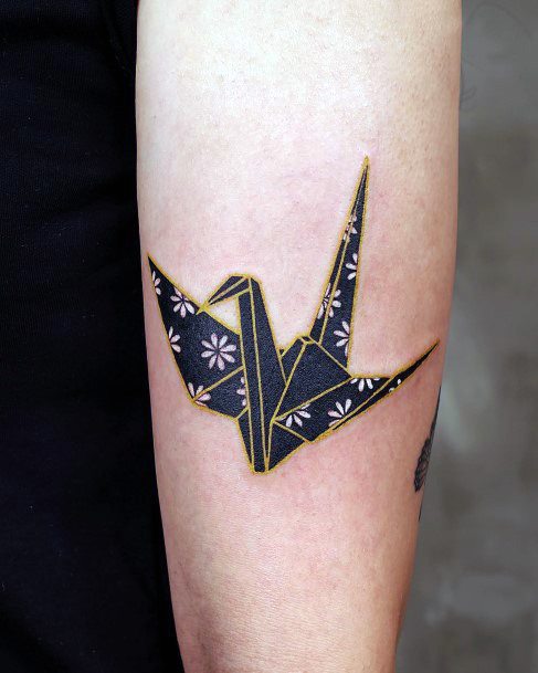 Girl With Darling Origami Tattoo Design