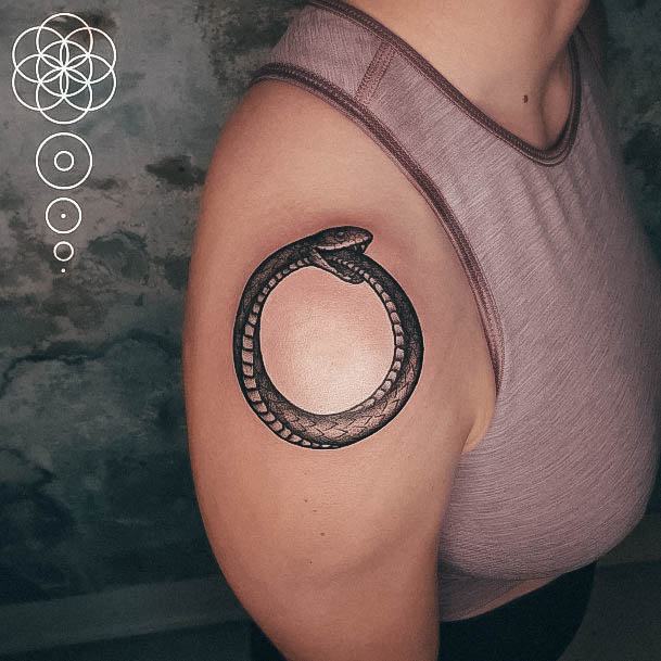 Girl With Darling Ouroboros Tattoo Design