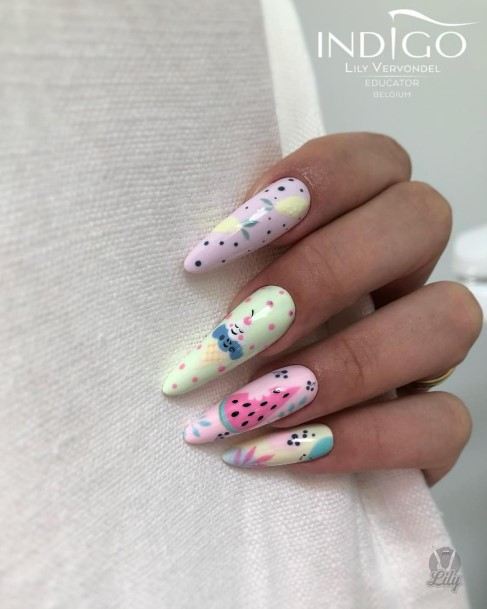 Girl With Darling Pastel Nail Design