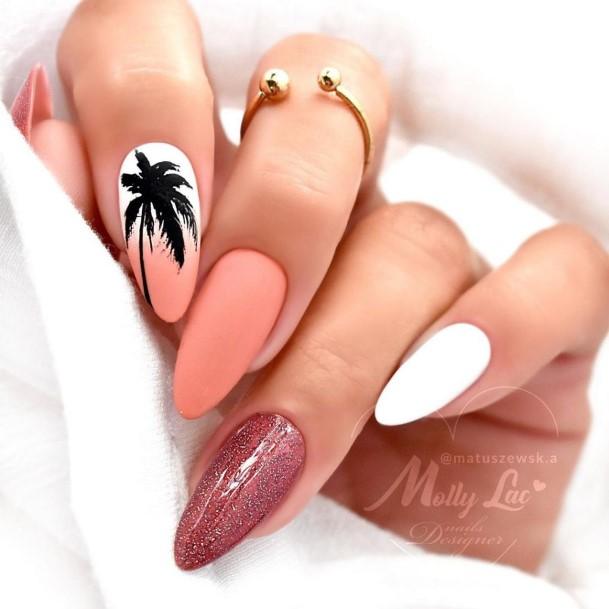 Girl With Darling Peach Matte Nail Design