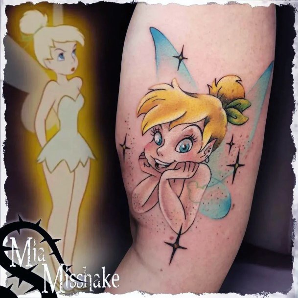 Girl With Darling Peter Pan Tattoo Design