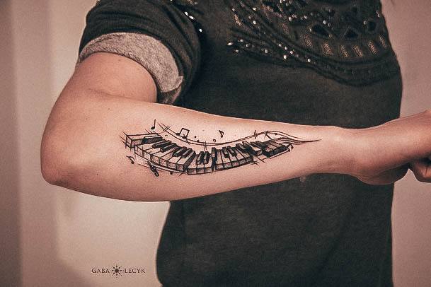 Girl With Darling Piano Tattoo Design