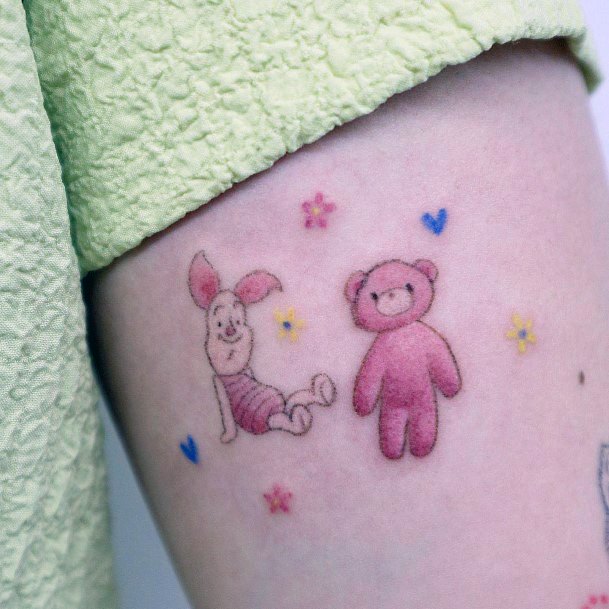 Girl With Darling Piglet Tattoo Design