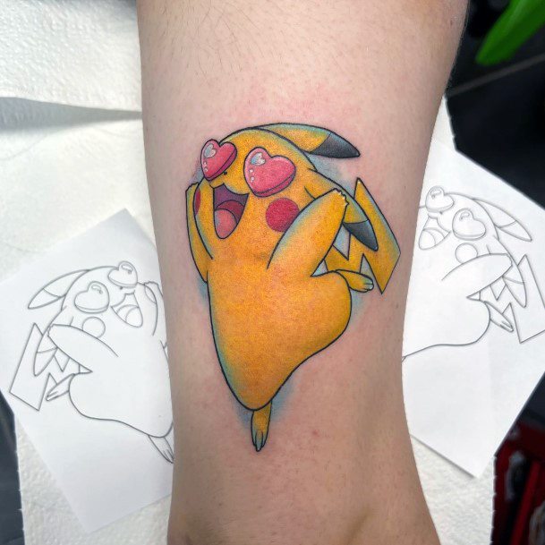 Girl With Darling Pikachu Tattoo Design