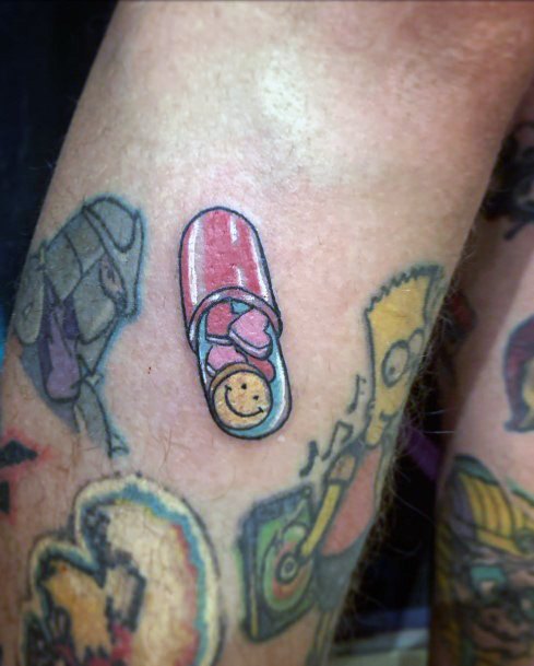 Girl With Darling Pill Tattoo Design