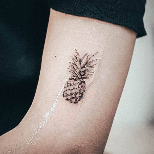 Girl With Darling Pineapple Tattoo Design