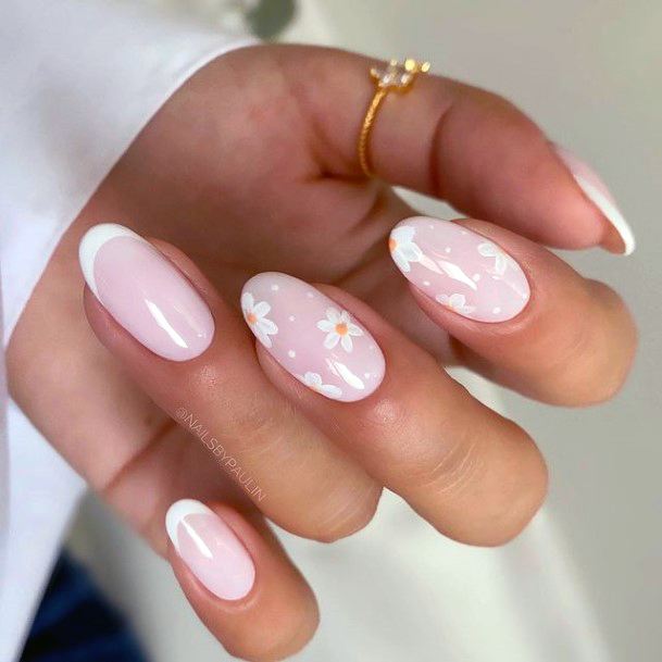 Girl With Darling Pink Summer Nail Design