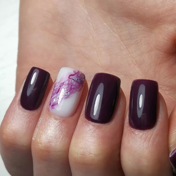 Girl With Darling Plum Nail Design