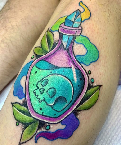 Girl With Darling Poison Bottle Tattoo Design