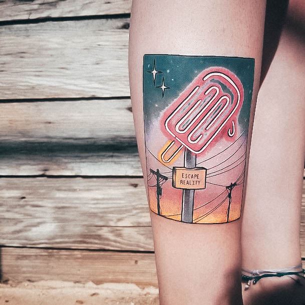 Girl With Darling Popsicle Tattoo Design