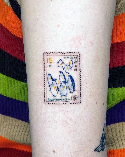 Girl With Darling Postage Stamp Tattoo Design