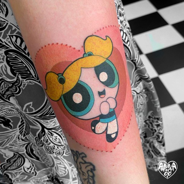 Girl With Darling Powerpuff Girls Bubbles Tattoo Design